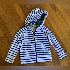 Mini Boden 2T-3T nautical striped terry hoodie